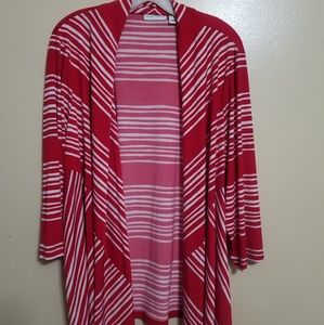 Susan Graver Sweaters - Susan Graver Red and White Cardigan Susan Graver Sweaters - Susan Graver Red and White Cardigan